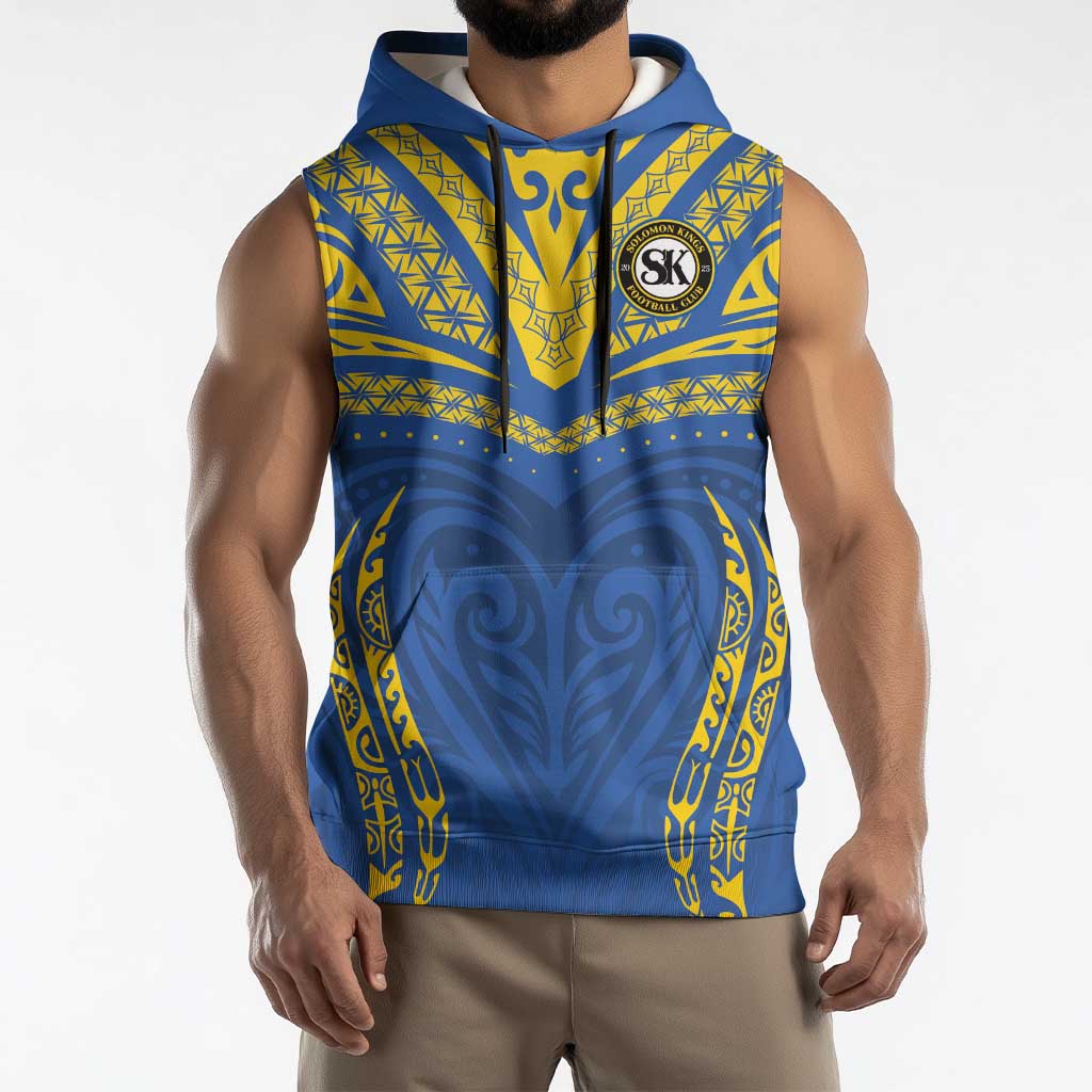 Custom Oceania Football Solomon Kings Sleeveless Hoodie Polynesian Tribal Pattern