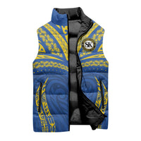 Custom Oceania Football Solomon Kings Sleeveless Puffer Jacket Polynesian Tribal Pattern