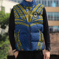 Custom Oceania Football Solomon Kings Sleeveless Puffer Jacket Polynesian Tribal Pattern
