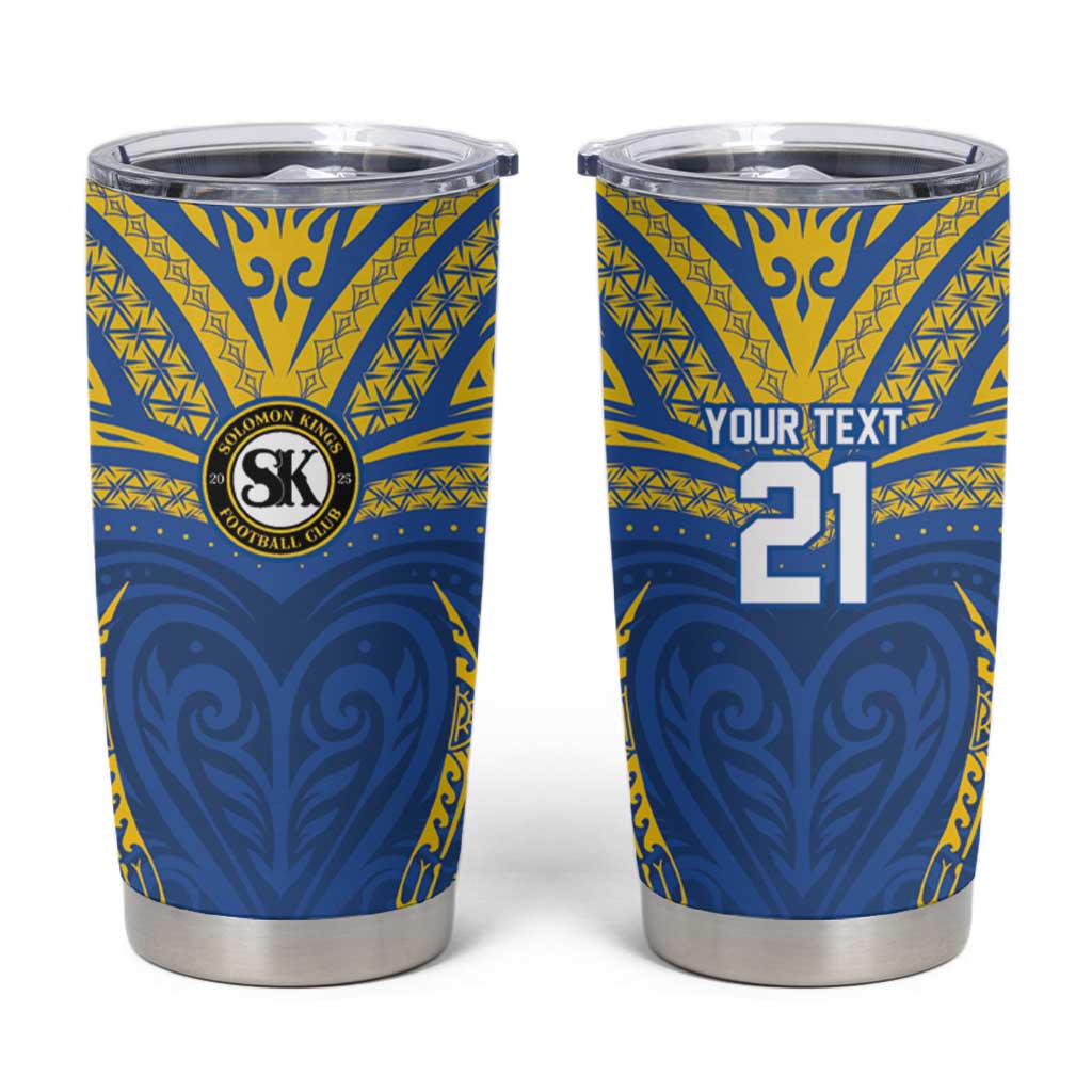 Custom Oceania Football Solomon Kings Tumbler Cup Polynesian Tribal Pattern LT9 Blue - Polynesian Pride