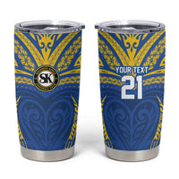 Custom Oceania Football Solomon Kings Tumbler Cup Polynesian Tribal Pattern LT9 Blue - Polynesian Pride