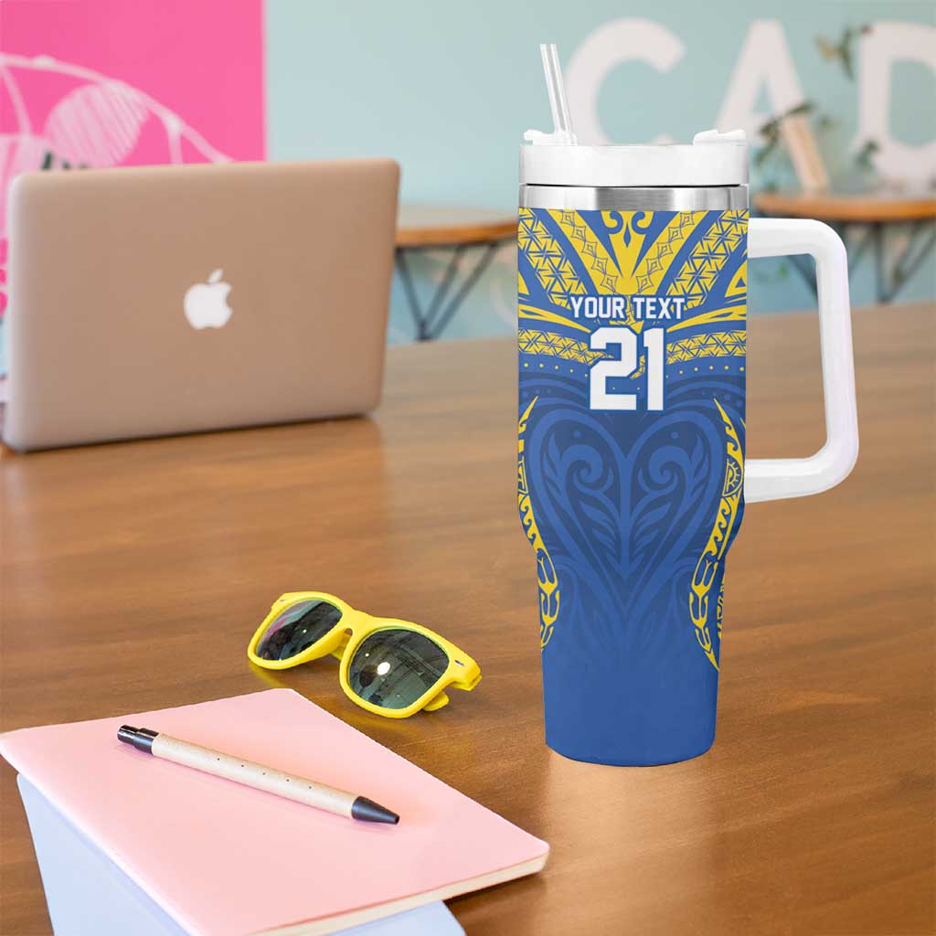 Custom Oceania Football Solomon Kings Tumbler With Handle Polynesian Tribal Pattern