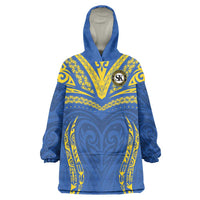 Custom Oceania Football Solomon Kings Wearable Blanket Hoodie Polynesian Tribal Pattern