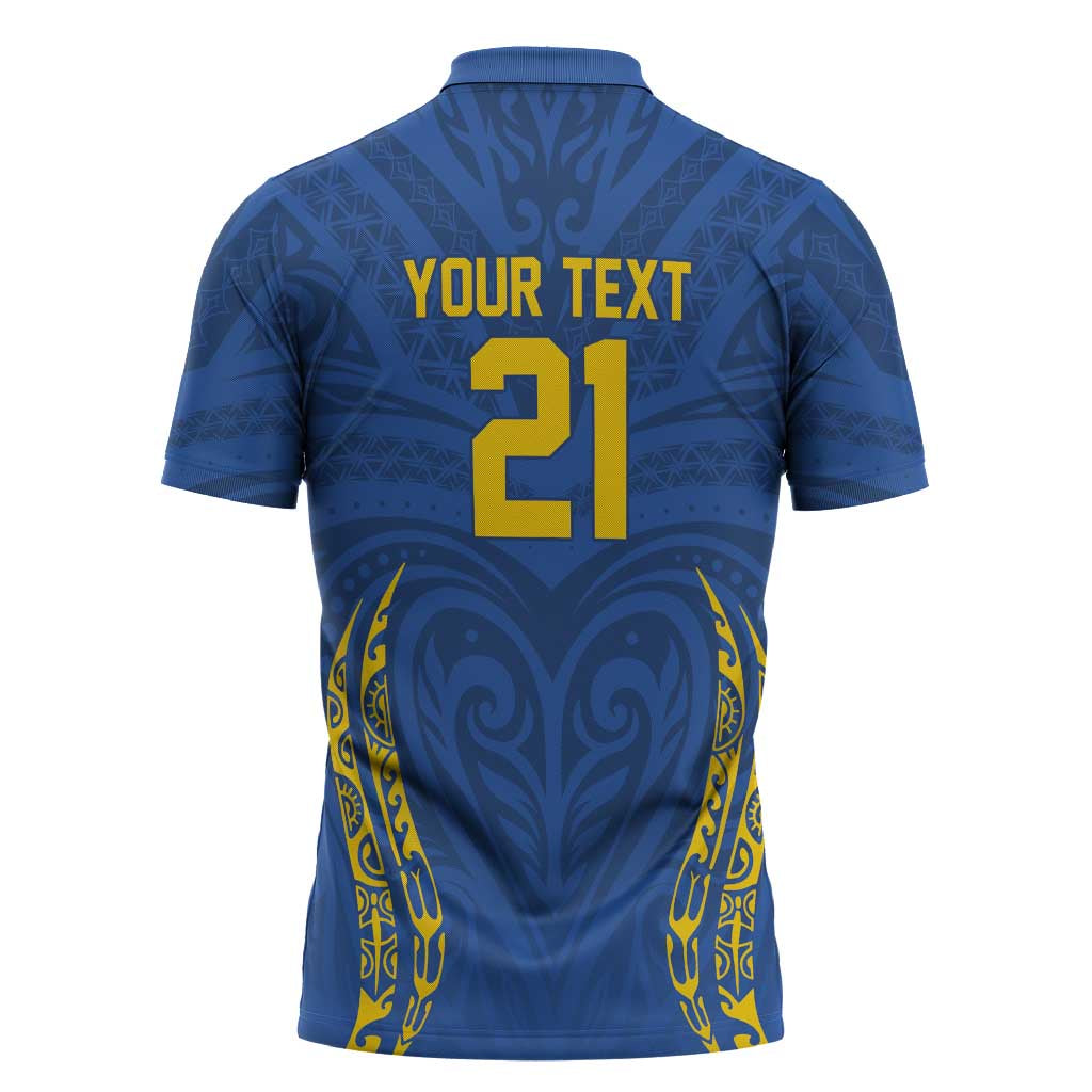Custom Oceania Football Solomon Kings Zipper Polo Shirt Polynesian Tribal Pattern
