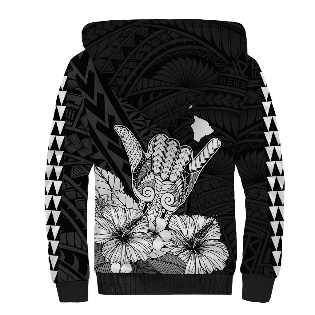 (Custom Personalised) Hawaii Shaka Sign Sherpa Hoodie Black Version LT9 - Polynesian Pride