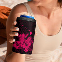 Pink Hawaiian Hibiscus Shaka Sign 4 in 1 Can Cooler Tumbler