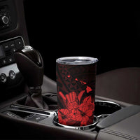 Red Hawaiian Hibiscus Shaka Sign Tumbler Cup