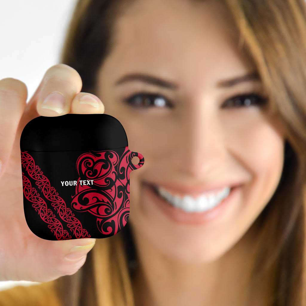 All Black Maori Tribal Tattoo Personalised AirPods Case Classic Red Polynesian Style - Polynesian Pride