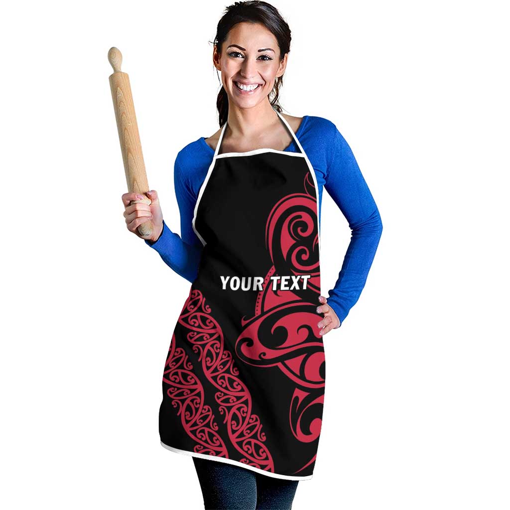 All Black Maori Tribal Tattoo Personalised Apron Classic Red Polynesian Style - Polynesian Pride