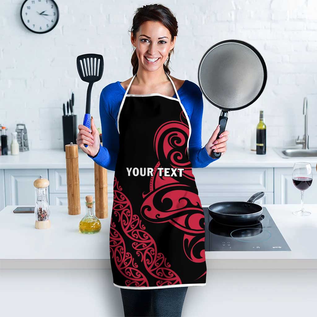 All Black Maori Tribal Tattoo Personalised Apron Classic Red Polynesian Style - Polynesian Pride