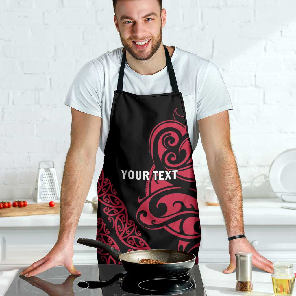 All Black Maori Tribal Tattoo Personalised Apron Classic Red Polynesian Style - Polynesian Pride