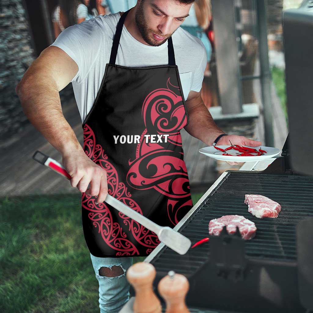 All Black Maori Tribal Tattoo Personalised Apron Classic Red Polynesian Style - Polynesian Pride