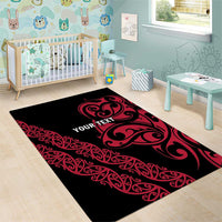 All Black Maori Tribal Tattoo Personalised Area Rug Classic Red Polynesian Style - Polynesian Pride