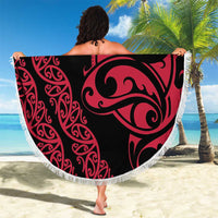 All Black Maori Tribal Tattoo Personalised Beach Blanket Classic Red Polynesian Style - Polynesian Pride