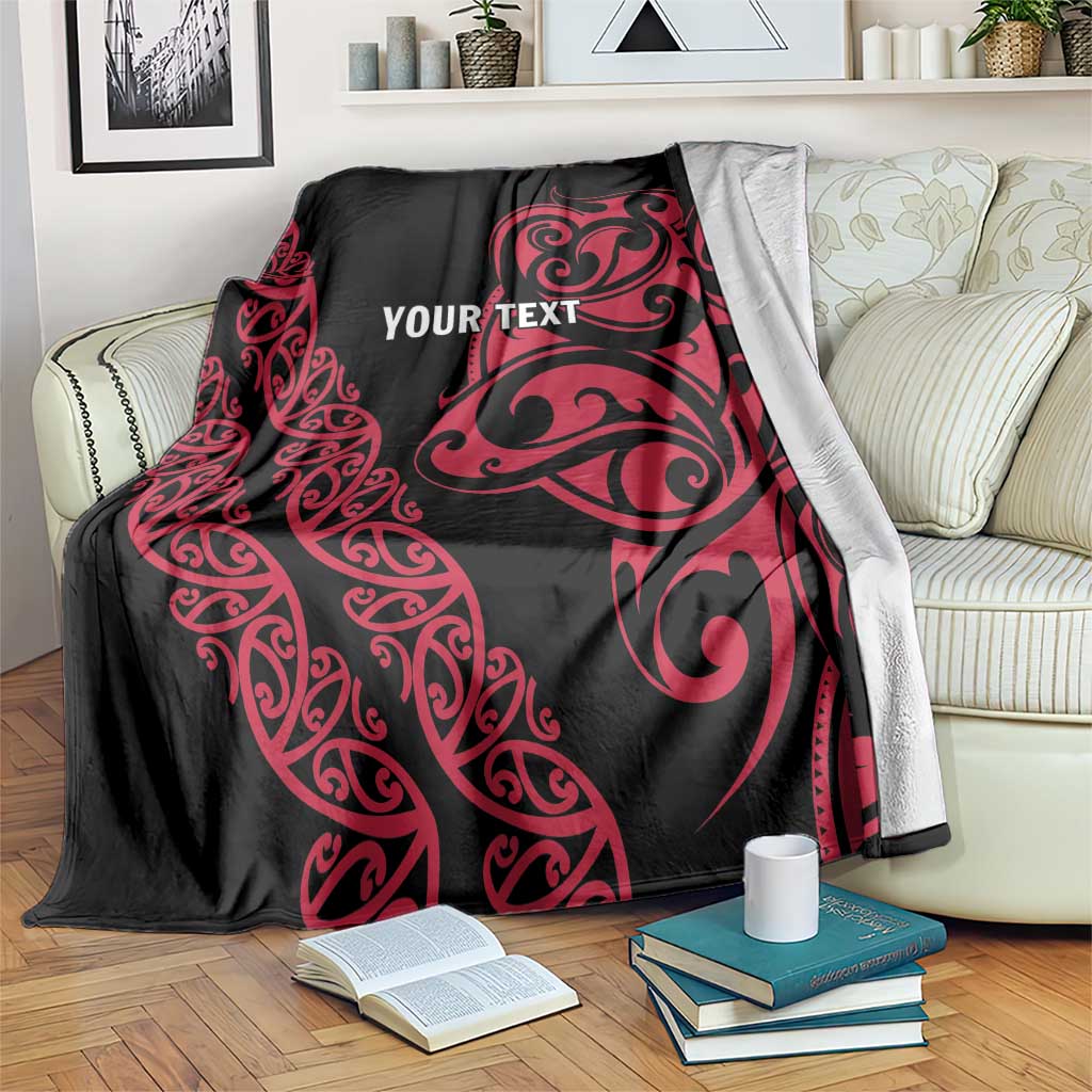 All Black Maori Tribal Tattoo Personalised Blanket Classic Red Polynesian Style - Polynesian Pride