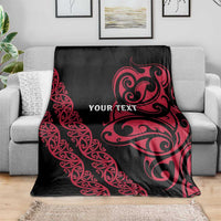 All Black Maori Tribal Tattoo Personalised Blanket Classic Red Polynesian Style - Polynesian Pride