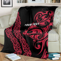 All Black Maori Tribal Tattoo Personalised Blanket Classic Red Polynesian Style - Polynesian Pride