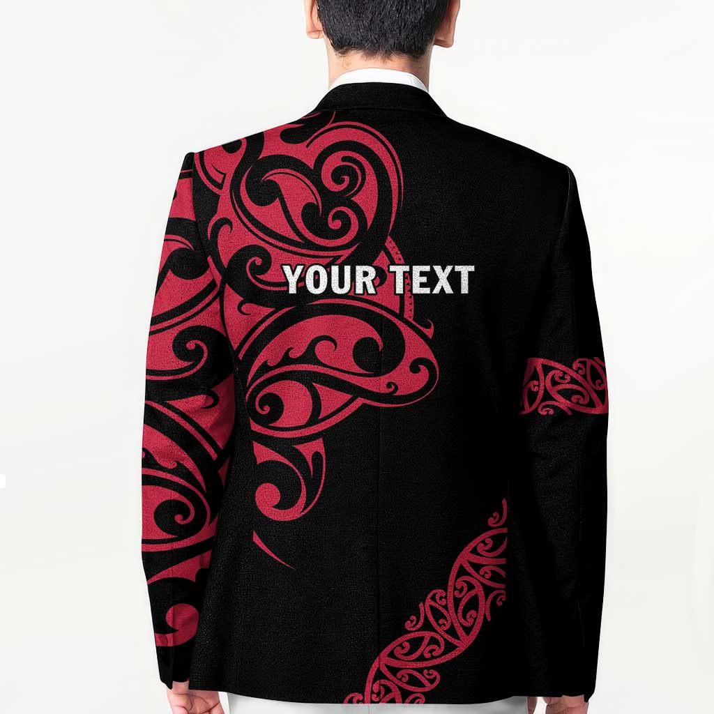 All Black Maori Tribal Tattoo Personalised Blazer Classic Red Polynesian Style - Polynesian Pride