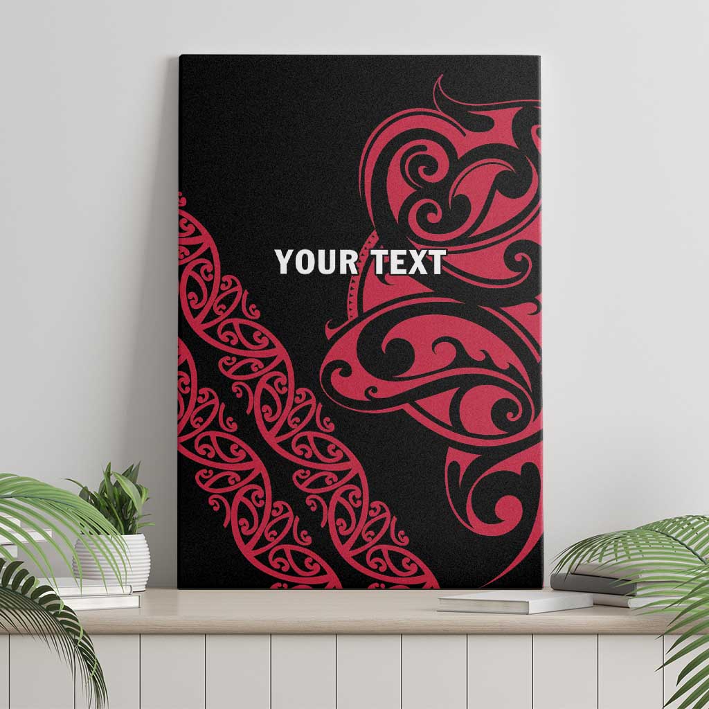 All Black Maori Tribal Tattoo Personalised Canvas Wall Art Classic Red Polynesian Style - Polynesian Pride