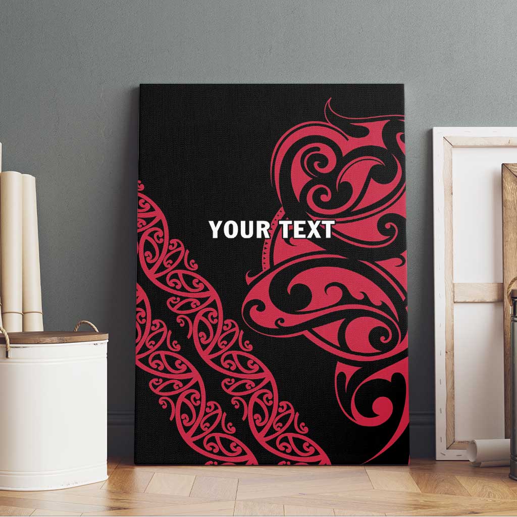 All Black Maori Tribal Tattoo Personalised Canvas Wall Art Classic Red Polynesian Style - Polynesian Pride