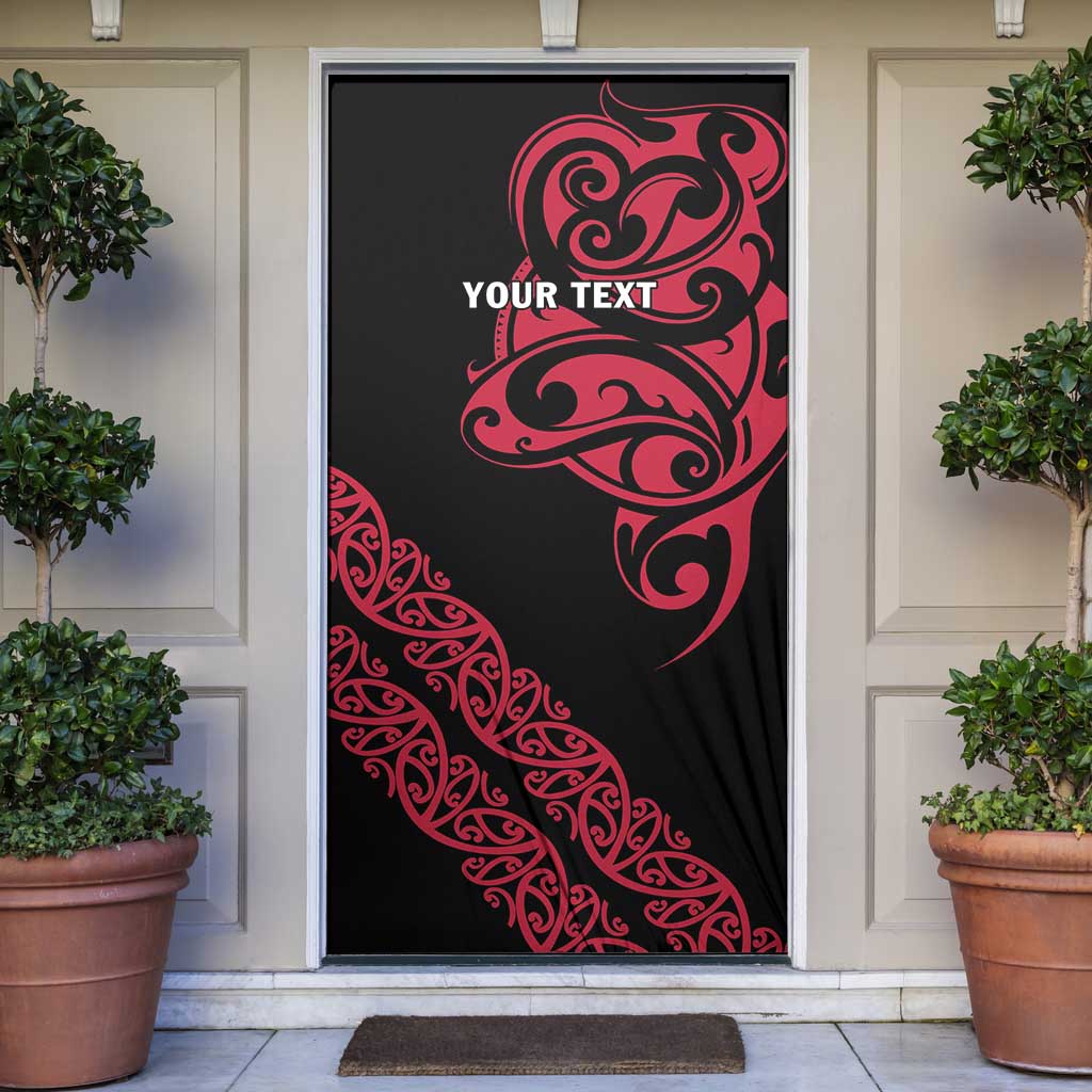 All Black Maori Tribal Tattoo Personalised Door Cover Classic Red Polynesian Style - Polynesian Pride