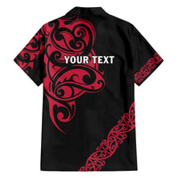 All Black Maori Tribal Tattoo Personalised Family Matching Off The Shoulder Long Sleeve Dress and Hawaiian Shirt Classic Red Polynesian Style - Polynesian Pride