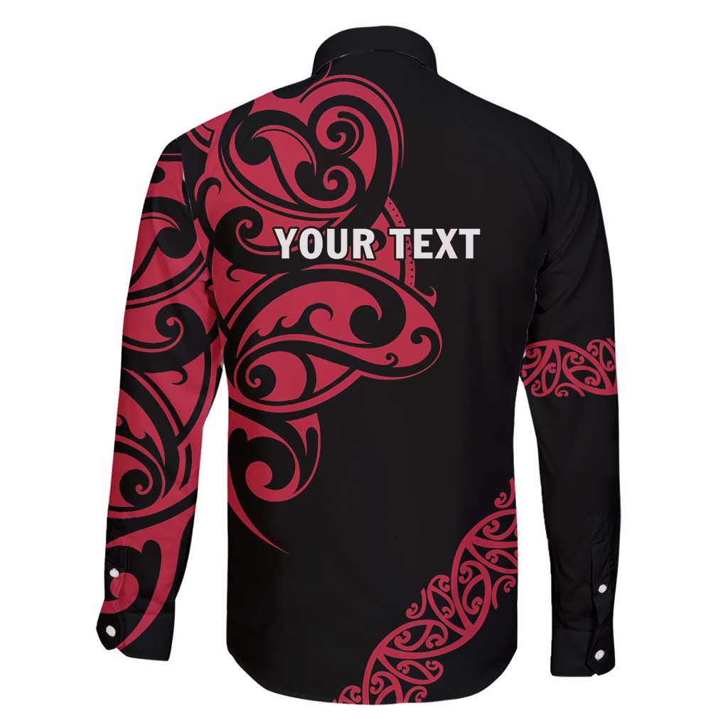 All Black Maori Tribal Tattoo Personalised Family Matching Short Sleeve Bodycon Dress and Hawaiian Shirt Classic Red Polynesian Style - Polynesian Pride