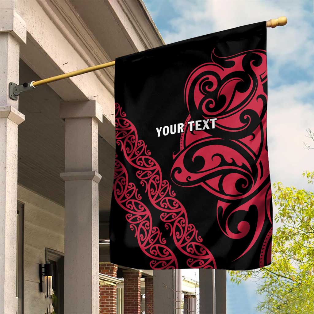 All Black Maori Tribal Tattoo Personalised Garden Flag Classic Red Polynesian Style - Polynesian Pride