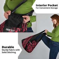 All Black Maori Tribal Tattoo Personalised Grocery Bag Classic Red Polynesian Style - Polynesian Pride