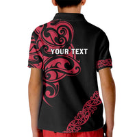 All Black Maori Tribal Tattoo Personalised Kid Polo Shirt Classic Red Polynesian Style - Polynesian Pride
