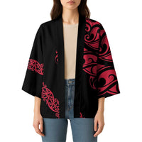 All Black Maori Tribal Tattoo Personalised Kimono Classic Red Polynesian Style - Polynesian Pride