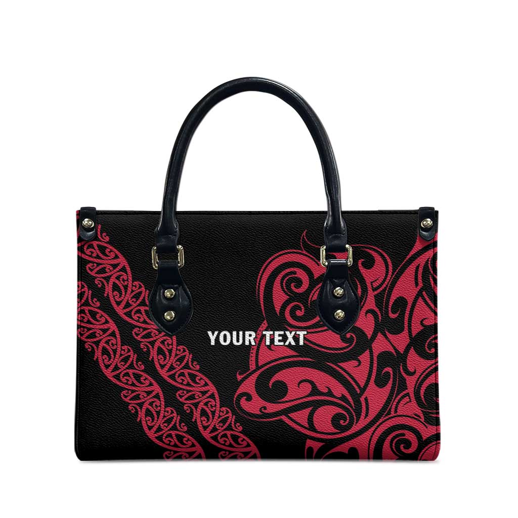 All Black Maori Tribal Tattoo Personalised Leather Bag Classic Red Polynesian Style - Polynesian Pride