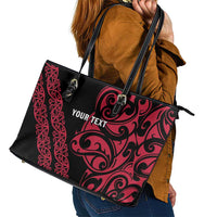 All Black Maori Tribal Tattoo Personalised Leather Tote Bag Classic Red Polynesian Style - Polynesian Pride