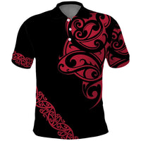 All Black Maori Tribal Tattoo Personalised Polo Shirt Classic Red Polynesian Style - Polynesian Pride
