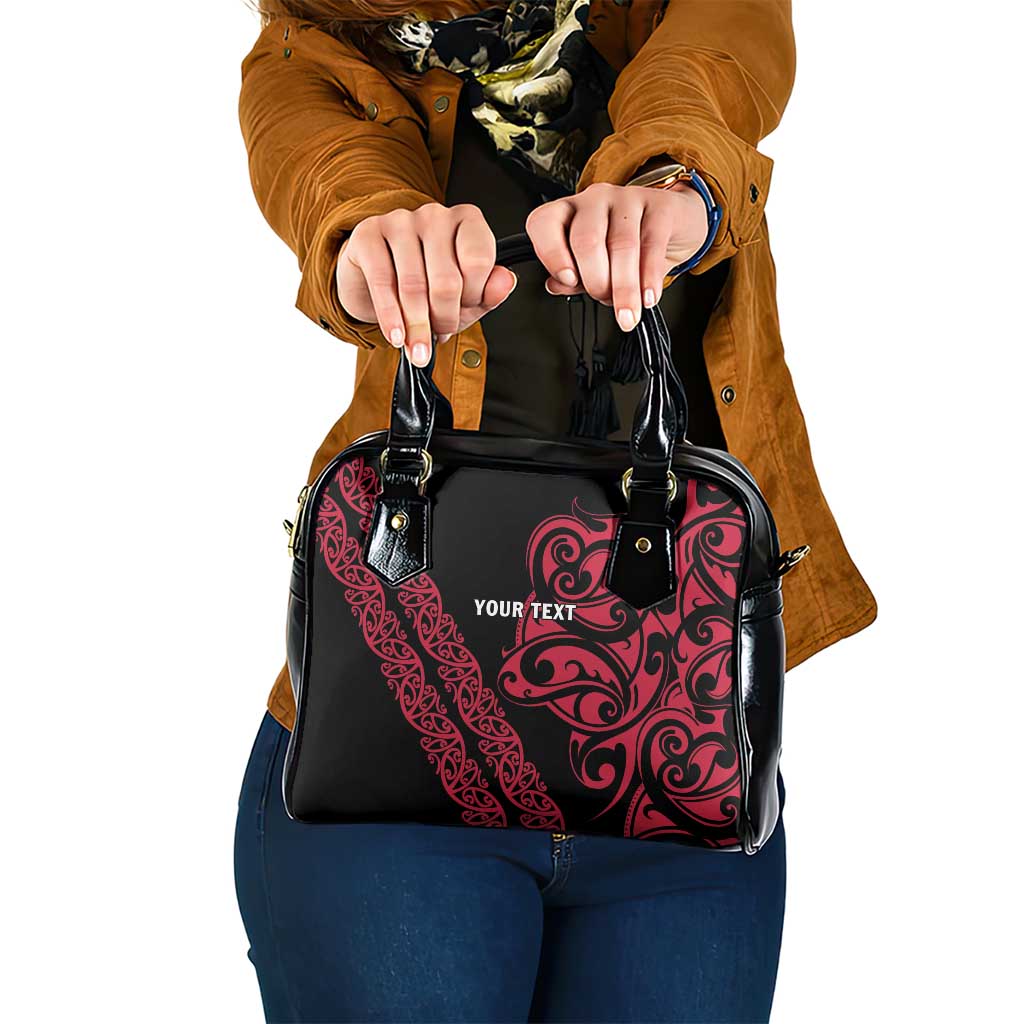 All Black Maori Tribal Tattoo Personalised Shoulder Handbag Classic Red Polynesian Style - Polynesian Pride