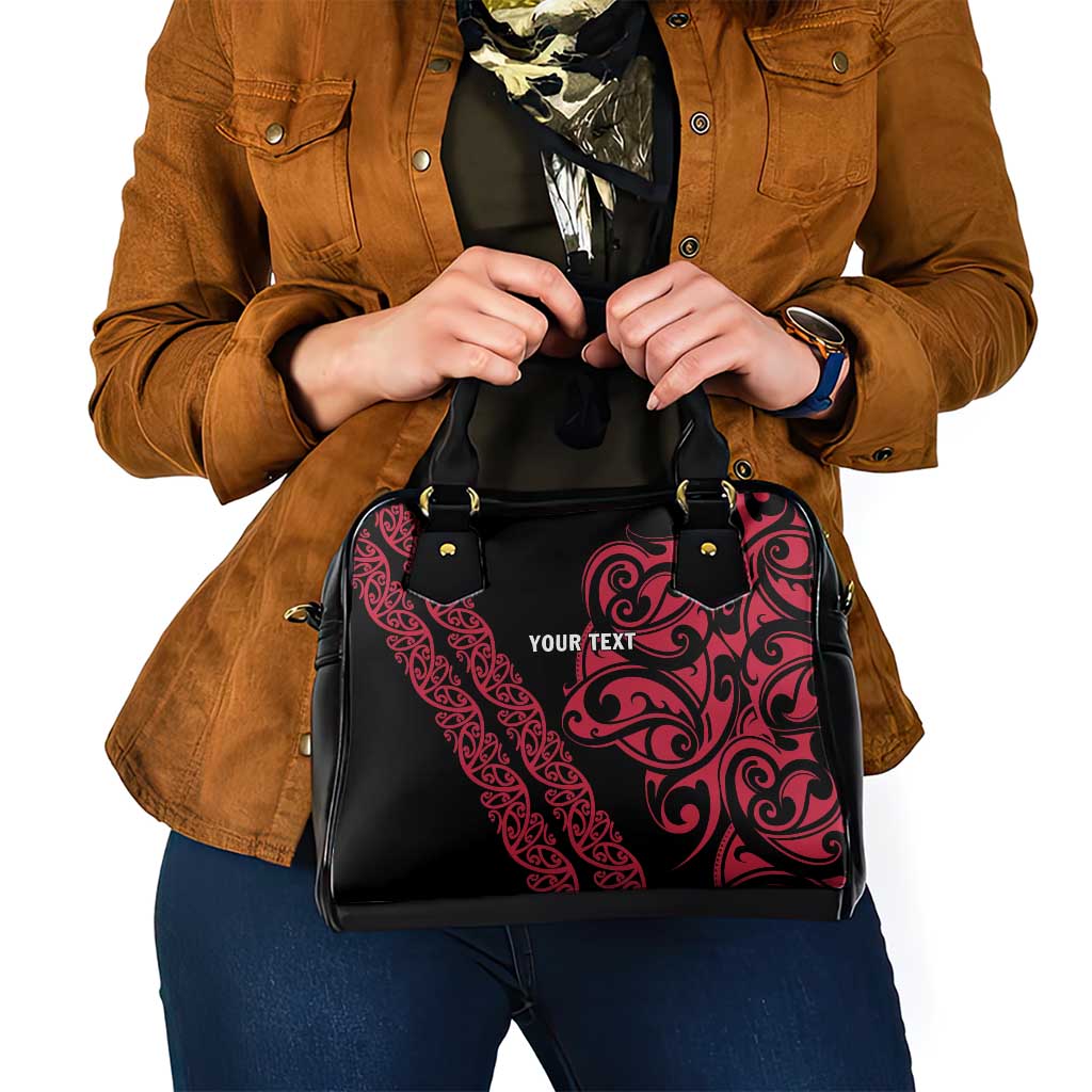 All Black Maori Tribal Tattoo Personalised Shoulder Handbag Classic Red Polynesian Style - Polynesian Pride
