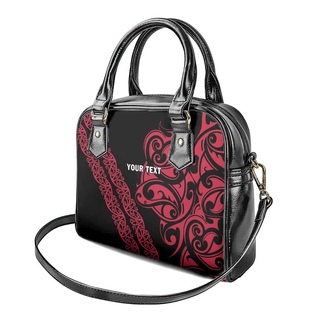 All Black Maori Tribal Tattoo Personalised Shoulder Handbag Classic Red Polynesian Style - Polynesian Pride