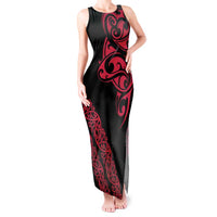 All Black Maori Tribal Tattoo Personalised Tank Maxi Dress Classic Red Polynesian Style - Polynesian Pride
