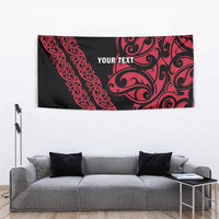 All Black Maori Tribal Tattoo Personalised Tapestry Classic Red Polynesian Style - Polynesian Pride