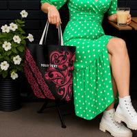 All Black Maori Tribal Tattoo Personalised Tote Bag Classic Red Polynesian Style - Polynesian Pride