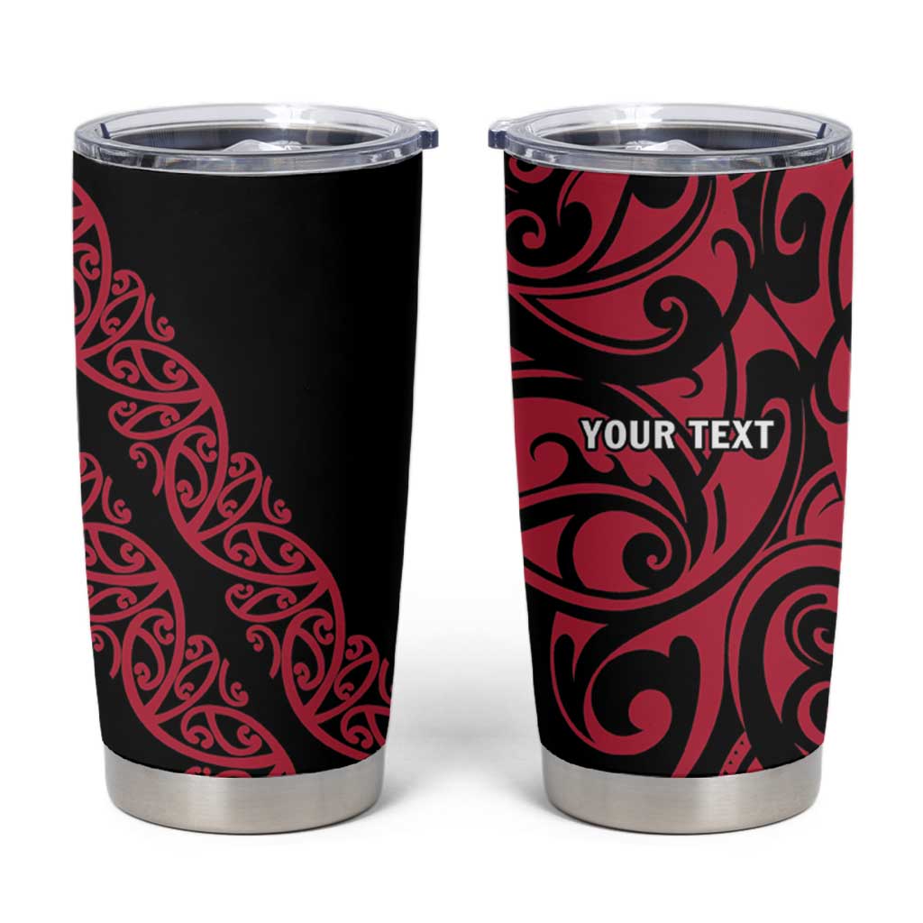 All Black Maori Tribal Tattoo Personalised Tumbler Cup Classic Red Polynesian Style - Polynesian Pride