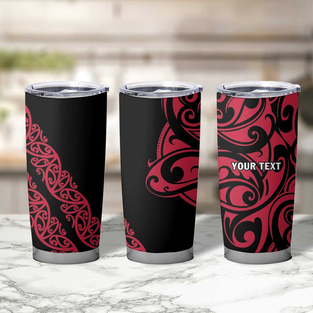 All Black Maori Tribal Tattoo Personalised Tumbler Cup Classic Red Polynesian Style - Polynesian Pride