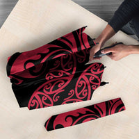 All Black Maori Tribal Tattoo Personalised Umbrella Classic Red Polynesian Style - Polynesian Pride