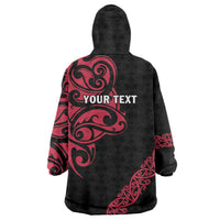 All Black Maori Tribal Tattoo Personalised Wearable Blanket Hoodie Classic Red Polynesian Style - Polynesian Pride