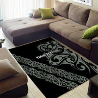 All Black Maori Tribal Tattoo Personalised Area Rug Moss Green Polynesian Style - Polynesian Pride