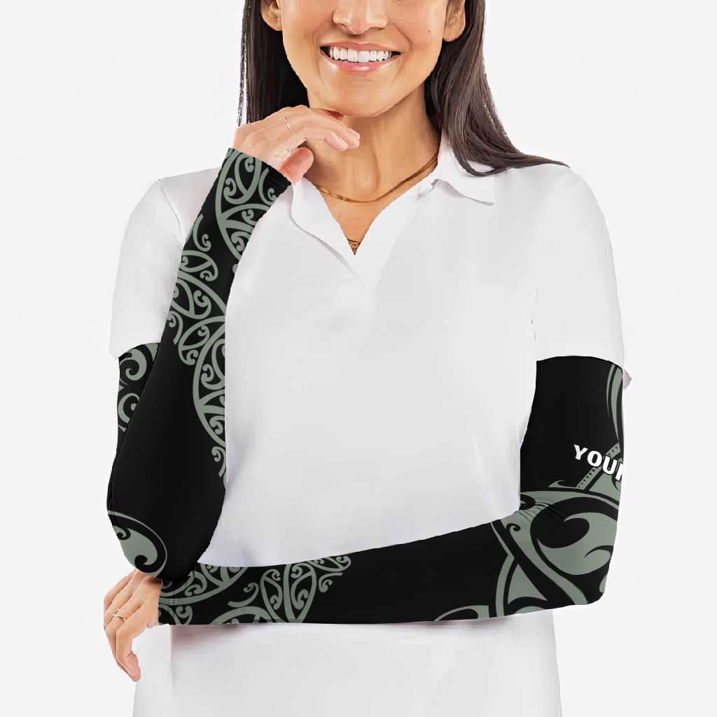 All Black Maori Tribal Tattoo Personalised Arm Sleeves Moss Green Polynesian Style - Polynesian Pride