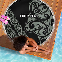 All Black Maori Tribal Tattoo Personalised Beach Blanket Moss Green Polynesian Style - Polynesian Pride