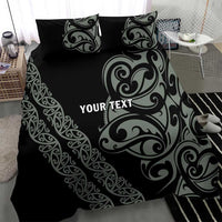 All Black Maori Tribal Tattoo Personalised Bedding Set Moss Green Polynesian Style - Polynesian Pride