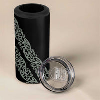 All Black Maori Tribal Tattoo Personalised 4 in 1 Can Cooler Tumbler Moss Green Polynesian Style - Polynesian Pride