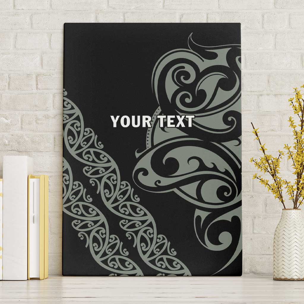 All Black Maori Tribal Tattoo Personalised Canvas Wall Art Moss Green Polynesian Style - Polynesian Pride